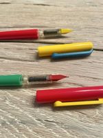 2x Schönschreib-Füller-Set, Rot, Gelb, Grün, Neu