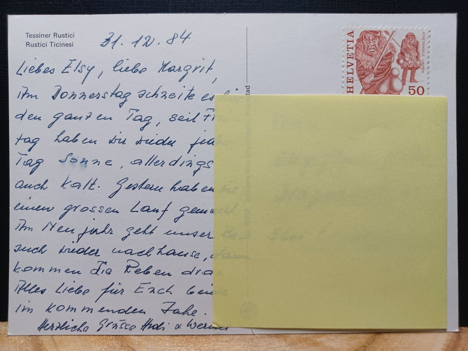 Cartoline postali: TI, Tessiner Rustici , 31.1.1984 – Usato da Aarau Rohr venduto da mgvw 1