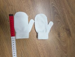Baby Stoff Handschuhe Fäustlinge weiss one-size