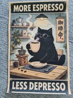 Affiche chat café More Espresso Less Depresso 