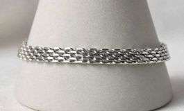 Bracciale catena maglia larga color argento 21.5 cm