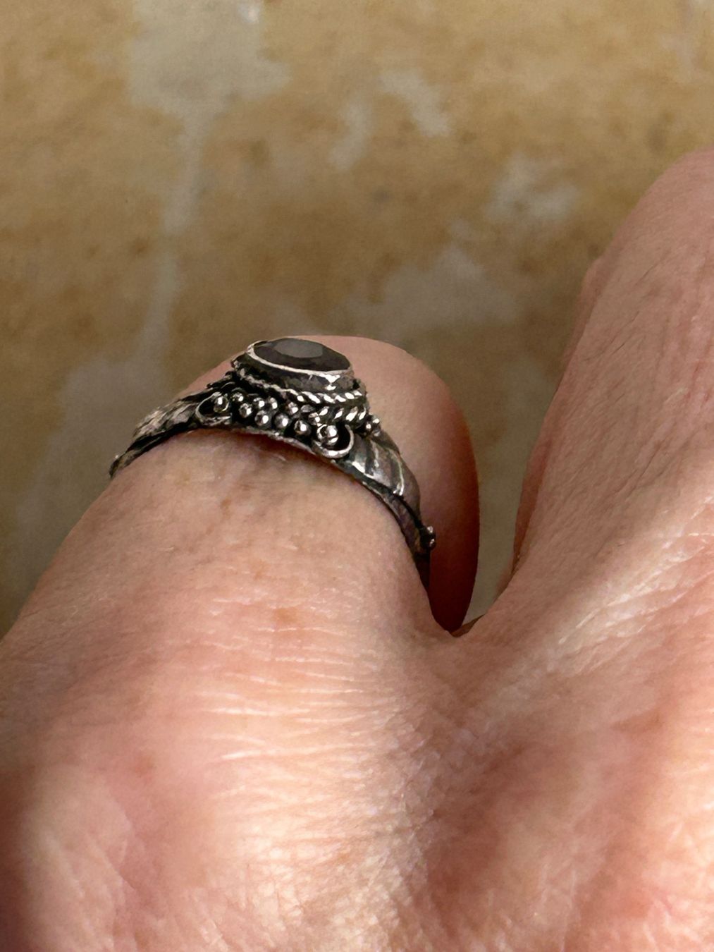Anelli: Vintage Silberring Granat Stein (48) – Usato da Laufen venduto da Bellebellezza 2