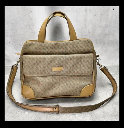 Valentina Handbag monogram canvas leather beige used