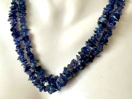 Elegant IolithLongkette blau-violettes Farbspiel Unikat80cm