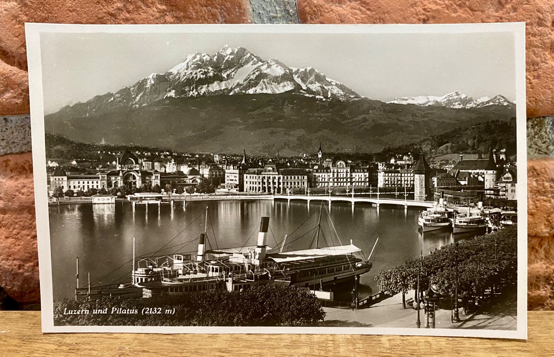 Cartoline postali: Luzern mit Pilatus & alter Bahnhof  - Dampfschiffe – Usato da Root venduto da ENGLAND-TREASURES