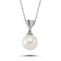 Perlen Halskette Diamant 14 Karat Weißgold