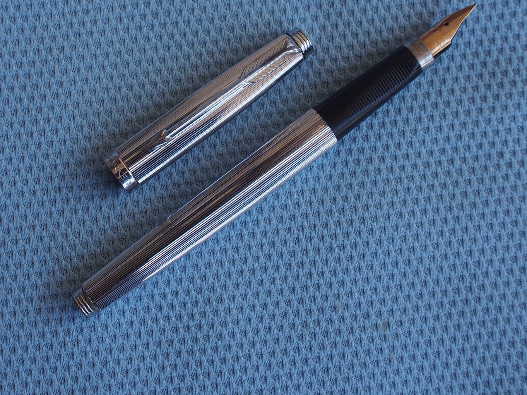 Waterman Penna & Evidenziatori: PARKER 75, argent rayé. 1980- – Usato da Meyrin venduto da SRemka 6