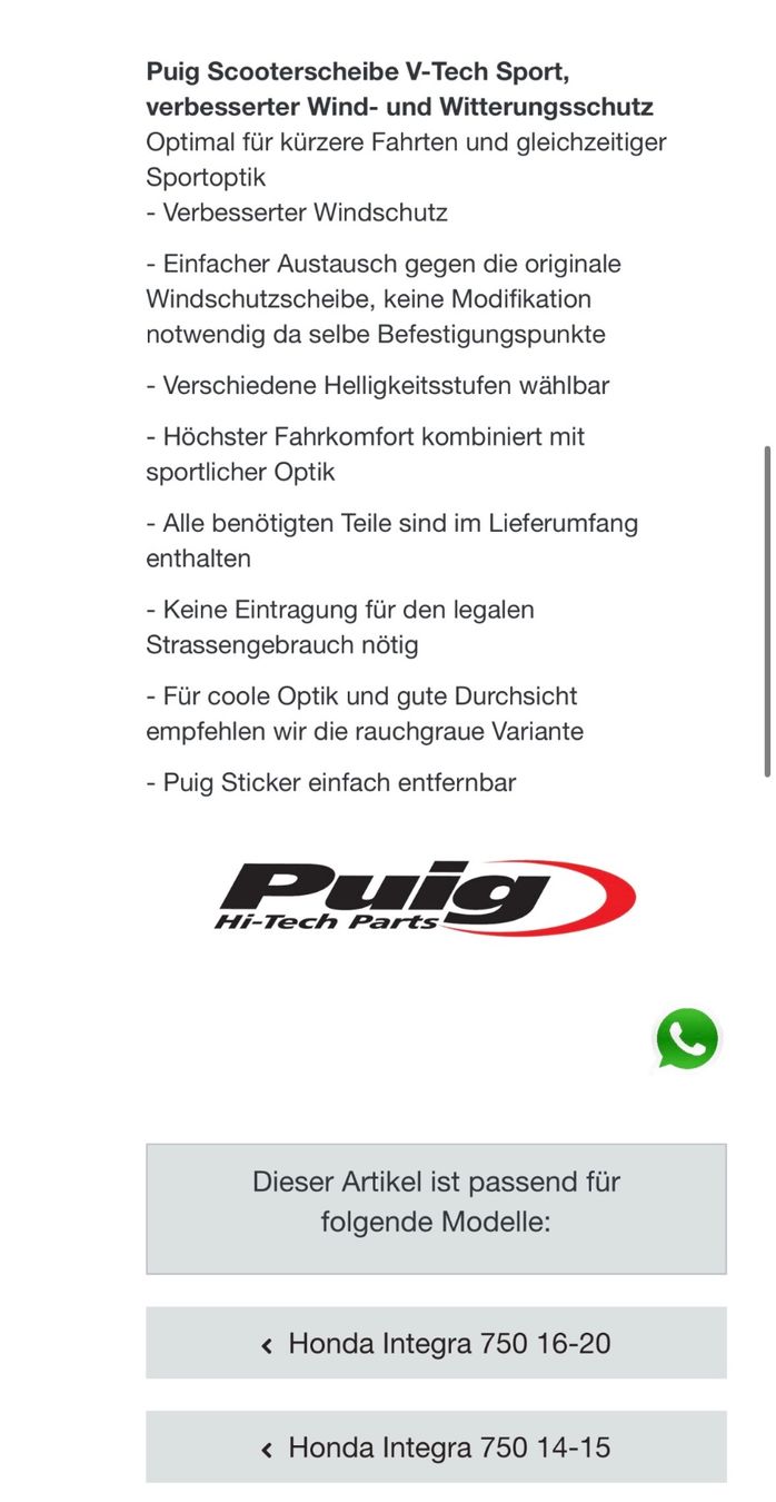 Honda Touring: Windschutzscheibe Honda NC 750 Integra – Usato da Oberengstringen venduto da Tschuege 5