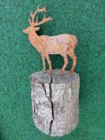 Rost: Hirsch auf Holz NEU Dekoration Gartenfigur