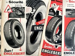 Englebert Reifen/Pneus - 5 Alte Werbungen/Publicités 1955/56