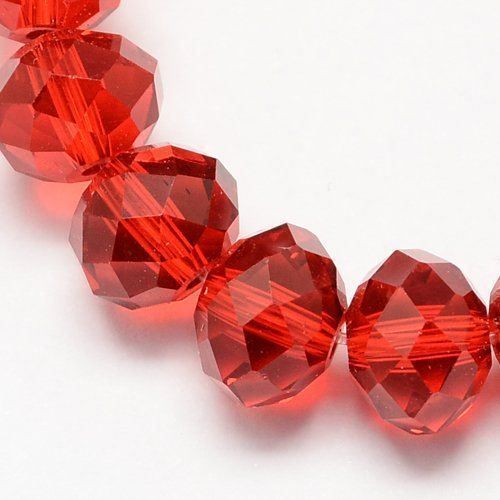 Perle (finte): 10 Rondellen Glas facettiert rot 6x4mm – Nuovo (secondo la descrizione) da Alpnachstad venduto da perlengaby