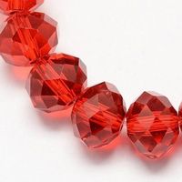 10 Rondellen Glas facettiert rot 6x4mm