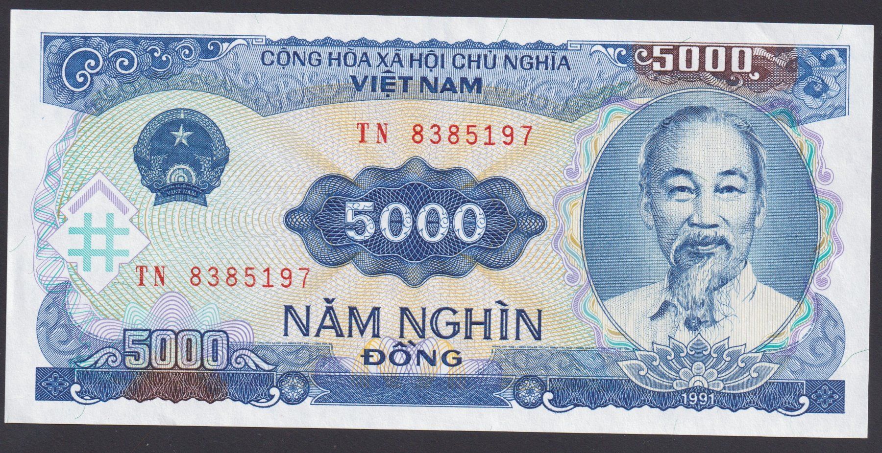 Banconote: Vietnam 5000 Dong 1991 – Usato da Brugg AG venduto da banknoten_muesli