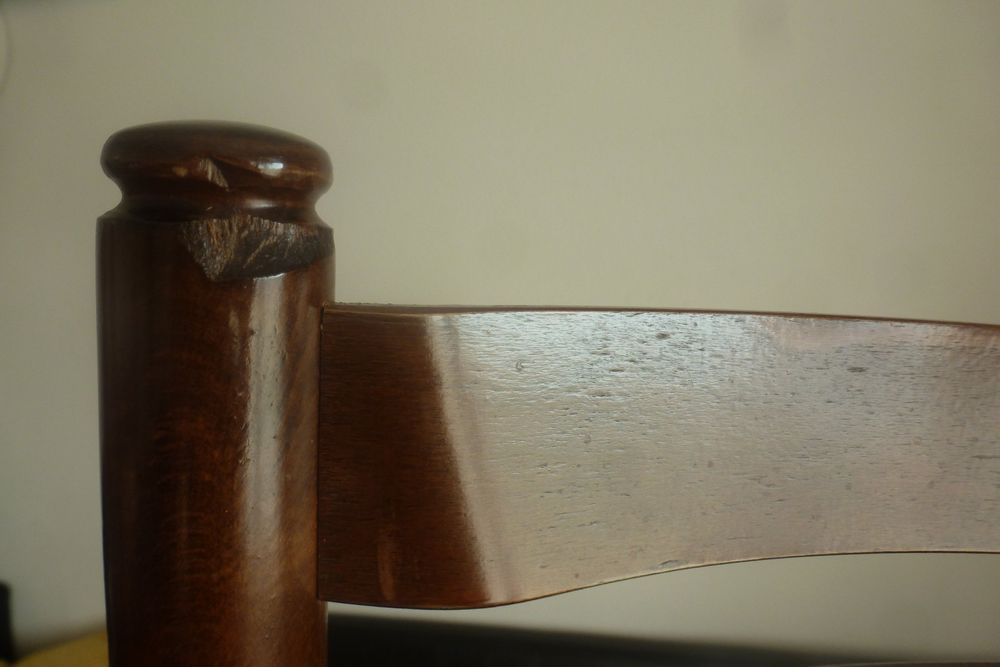 2 Antiker Stuhl mit Sitz aus dunkelbraunem Bordeaux Echt Led 5