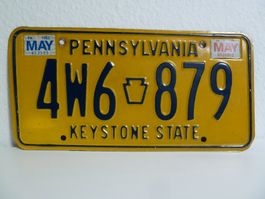 USA Nummernschild License Plate PENNSYLVANIA 4W6 879