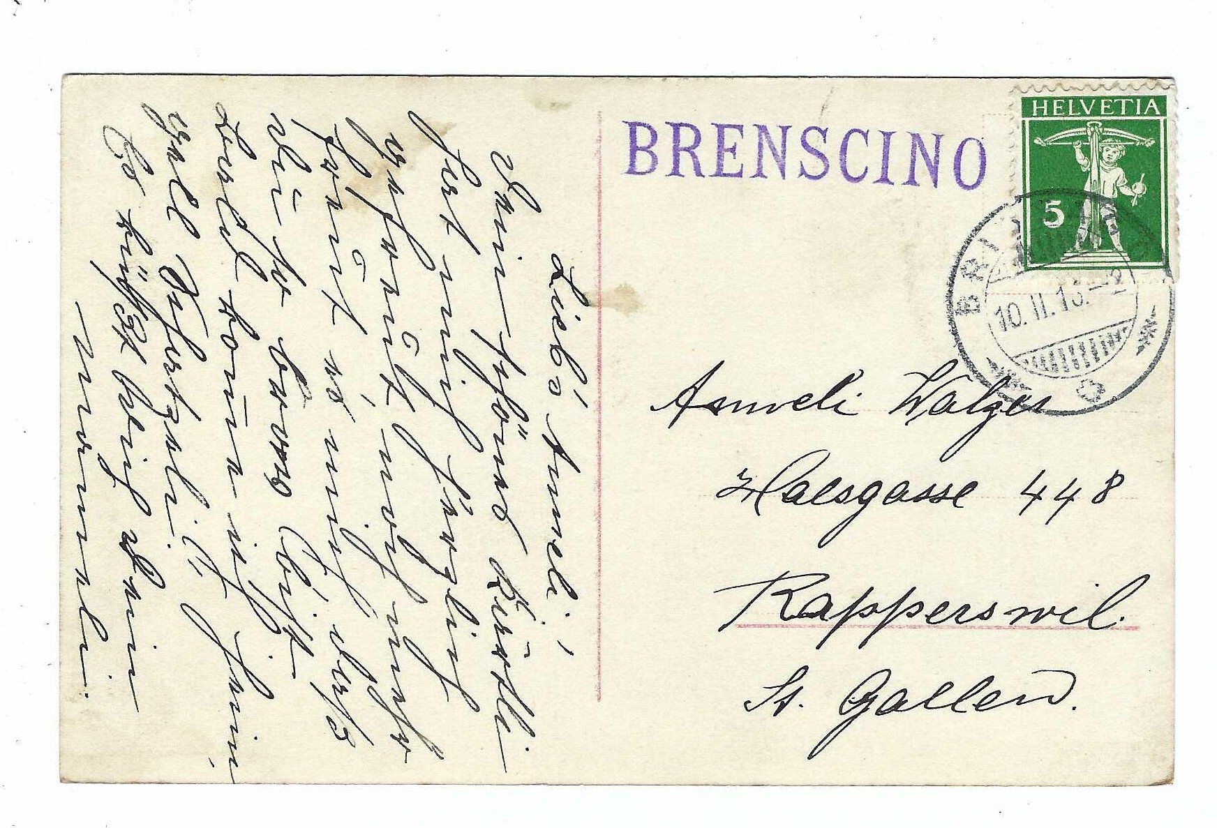 Tutti i francobolli: Stabstempel Brenscino 1916 s4 – Usato da Aarau venduto da fussball-fussball