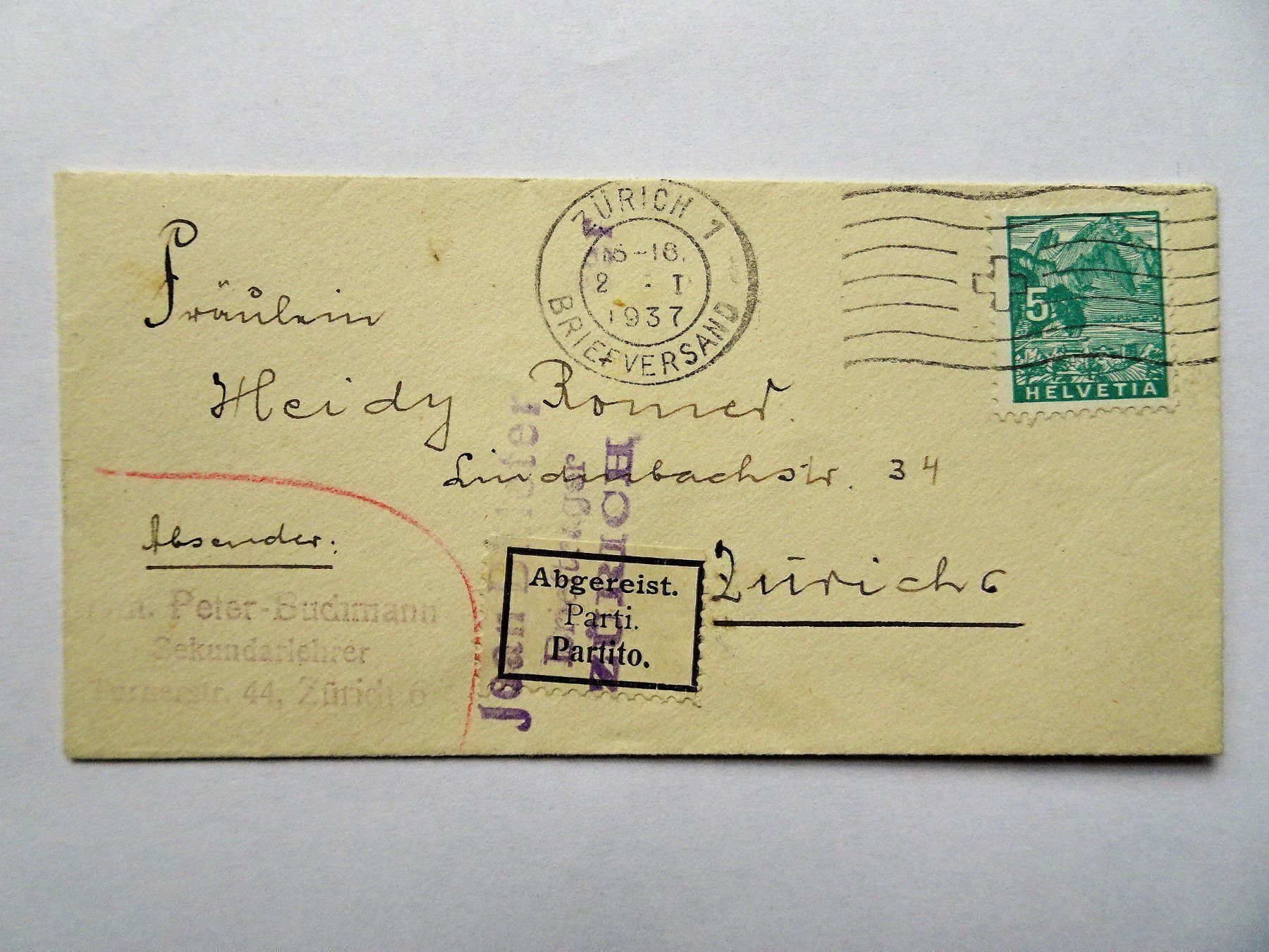 Alle Briefmarken: 1937 – Gebraucht aus Aadorf von Chnorli-Furz
