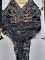 Body mit Spitzen, schwarz, Gr. M