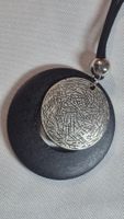 Collana donna ciondolo rotondo nero e argento