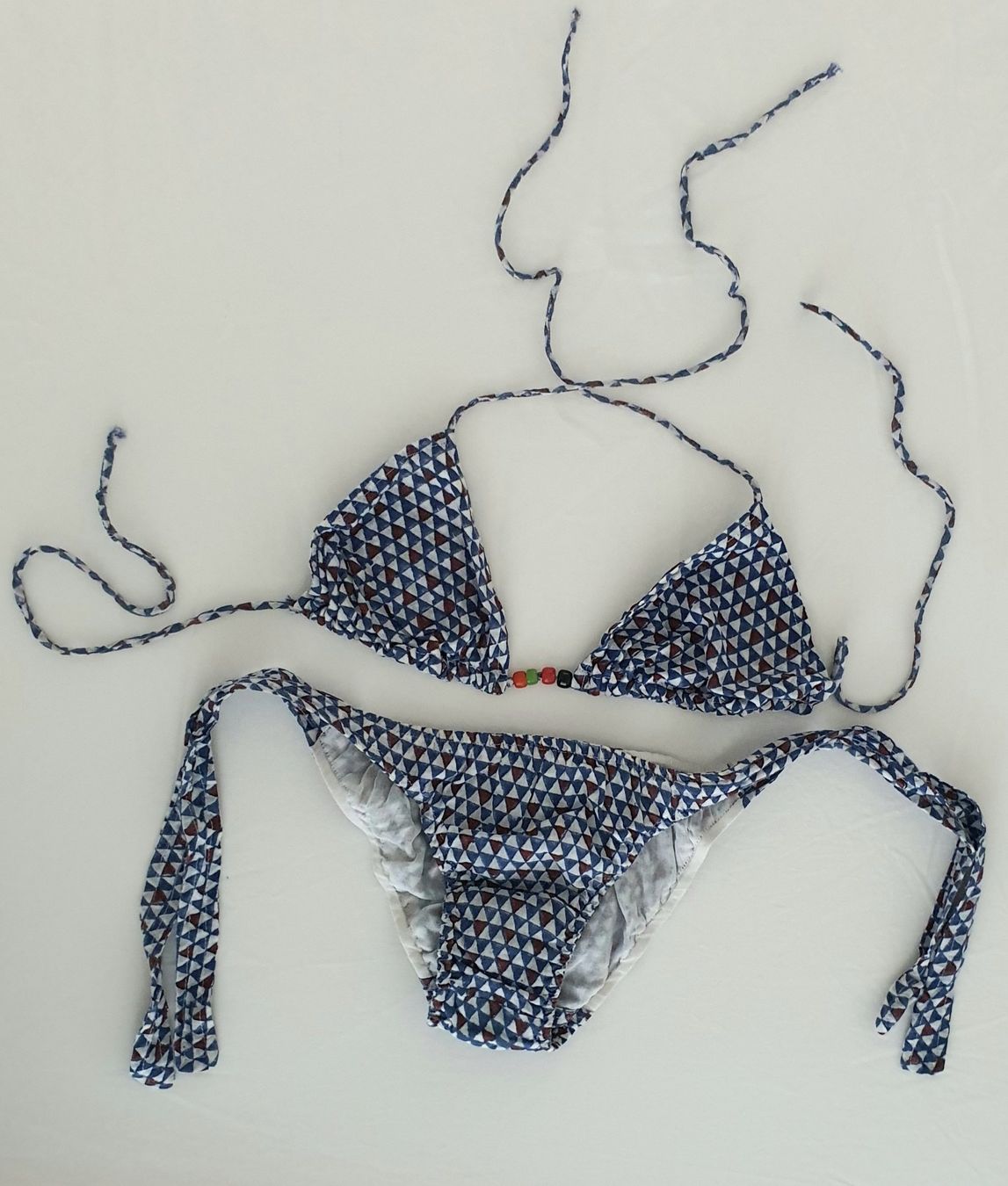 Costumi da bagno & Bikini: Turqoise Triangel-Bikini Handgefertigt Baumwolle – Usato da Weiach venduto da sim_8s27 5
