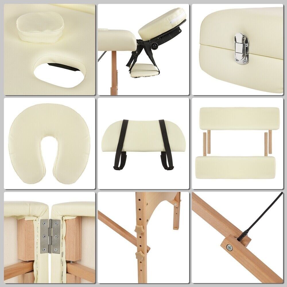 Dispositivi per massaggi: Holz Massageliege 2 Zonen Creme – Nuovo e nell'imballaggio originale da Bottighofen venduto da zaap 4