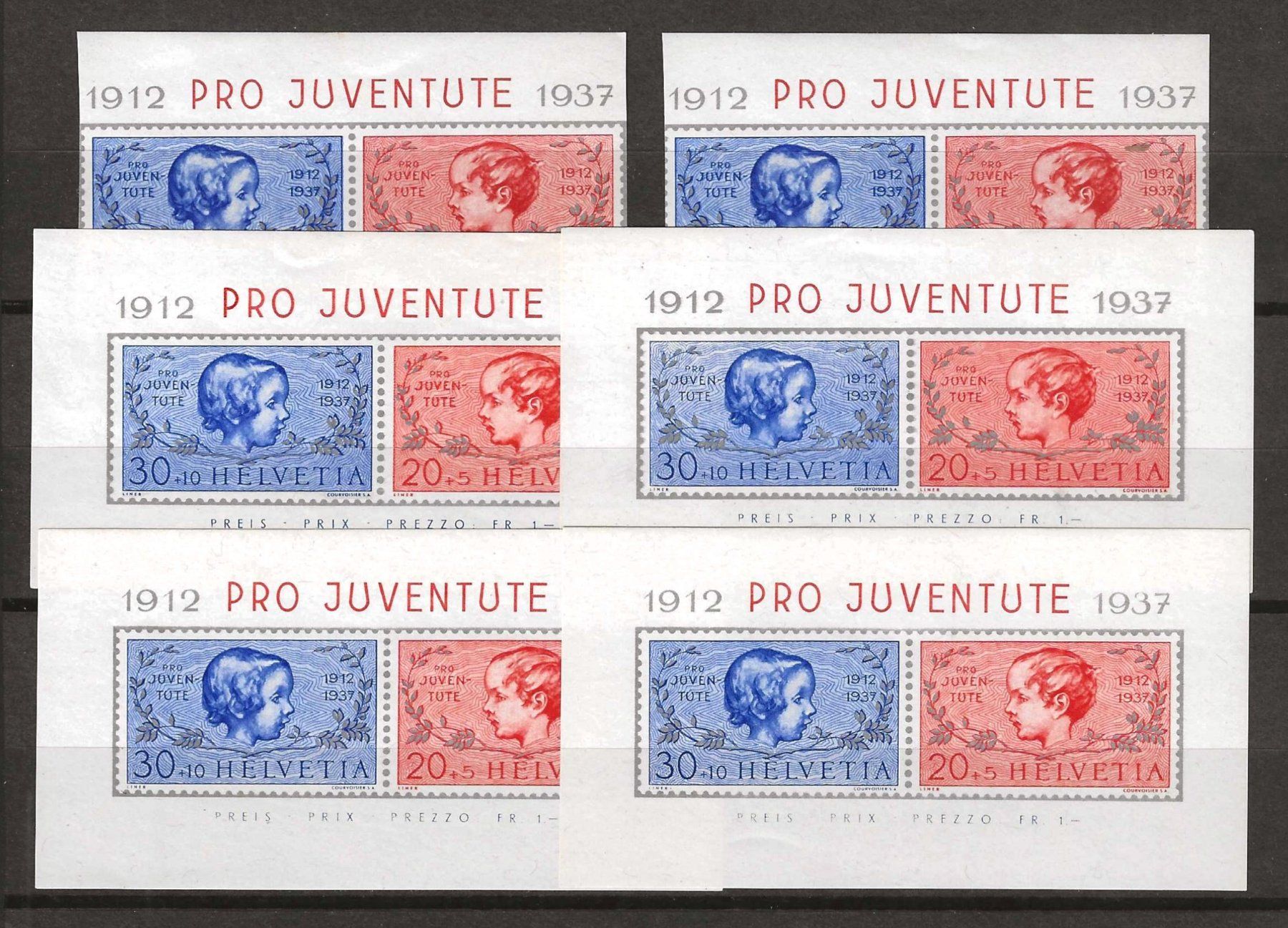 Tous les timbres: 1937 : 4x Pro Juvent. Block + 2x Einzelwerte, postfrisch** – Neuf (Voir description) à Gümligen par Geniusbuy