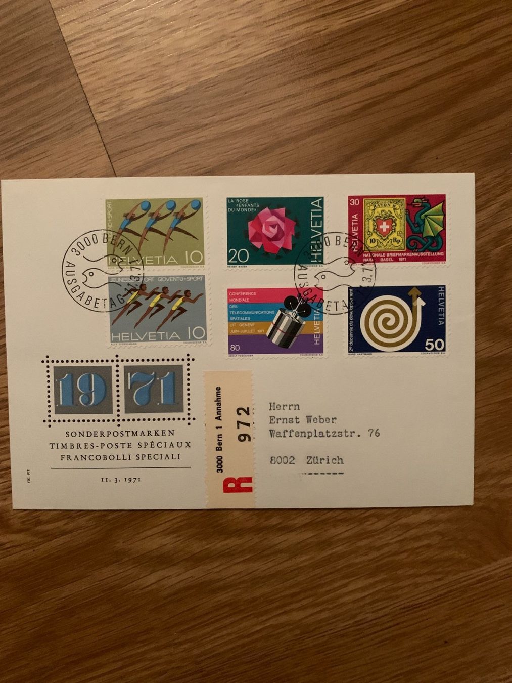 Tutti i francobolli: FDC Charge, Sonderpostmarken 11.3.71 Bern – Usato da Landquart venduto da interesse63