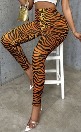Leggings animalier - tigrato arancione e nero-M/L-nuovo