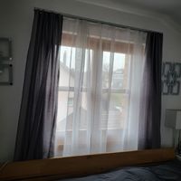 Vorhänge, Grau/Weiss mit Schiene, Top Zustand!