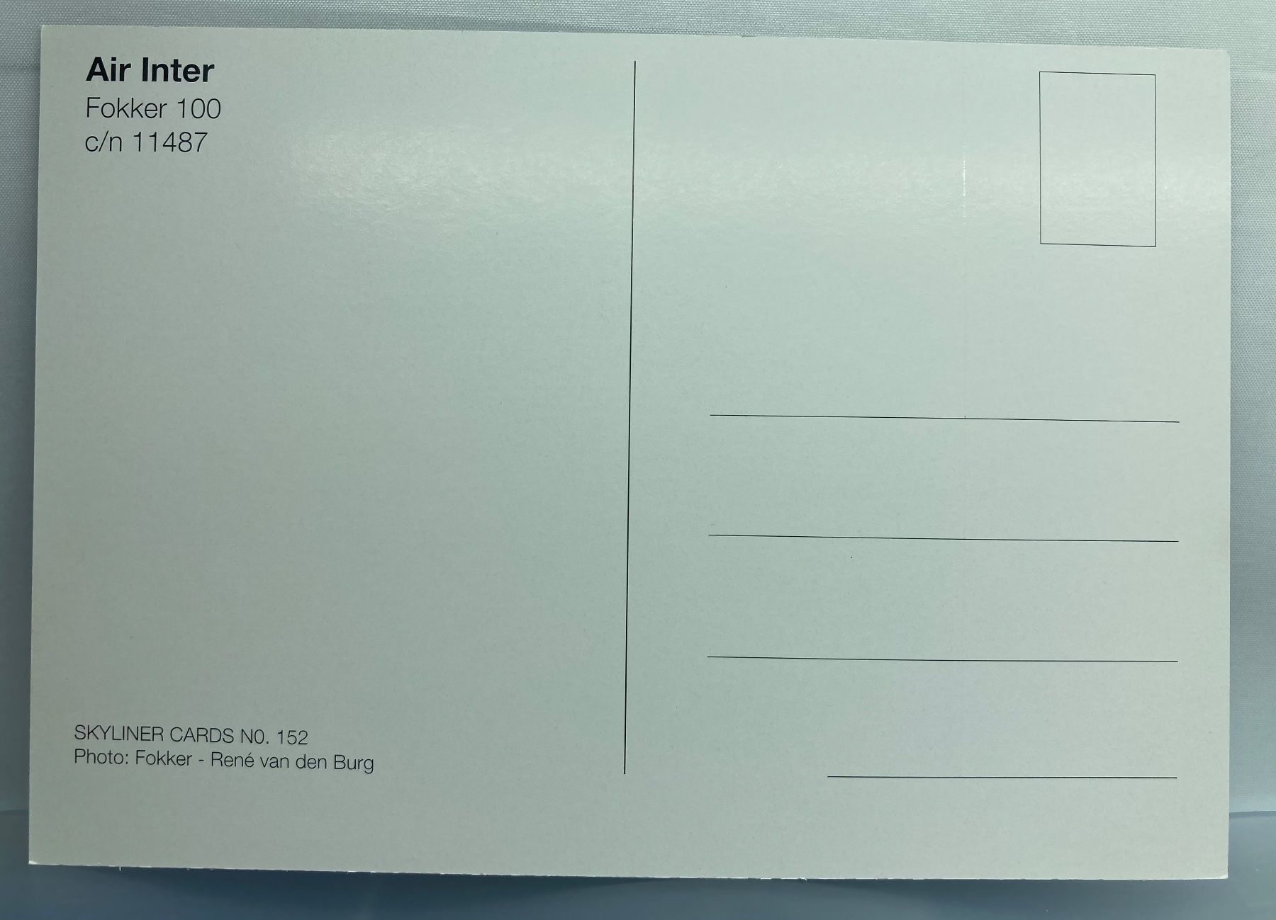 Cartoline postali: Postcard Fokker 100 Air Inter – Usato da Lugano venduto da sel_x7bg 1
