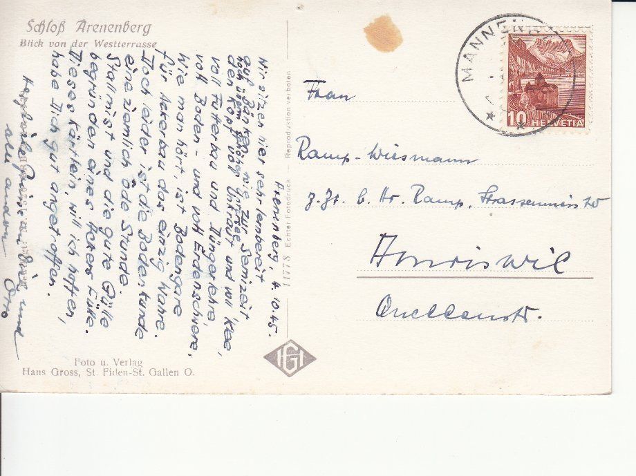 Cartoline postali: Mannenbach 1945 – Usato da Bürglen TG venduto da StampGraf 1