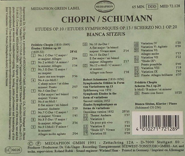 CD: Bianca Sitzius spielt Chopin / Schumann – Usato da Grüningen venduto da azulamarillo 1