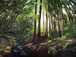 Ölgemälde Waldlandschaft auf Leinwand - Unikat