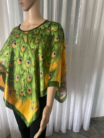 edler/stylischer Blusen-Poncho,Silk-Feeling,1 Size