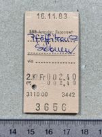 SBB Billett Pfäffikon SZ - Sieben (Ausgabe: Rapperswil)
