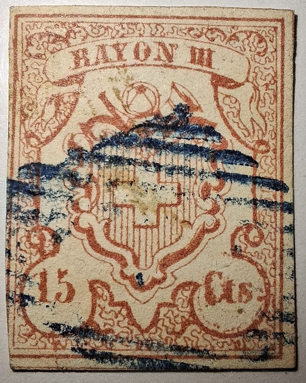 Tutti i francobolli: Rayon Nr. 19 Typ 5 blaue Raute Kat. 1600.- – Usato da Balgach venduto da SIMEON27