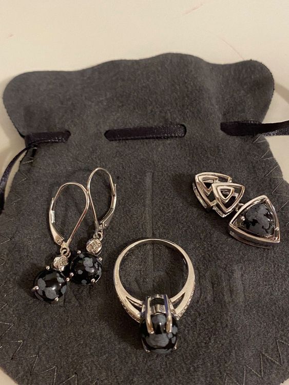 Silber 925 Set Ring, Ohrringe Und Anhänger Mit Ste Produktbild-Vorschau 11