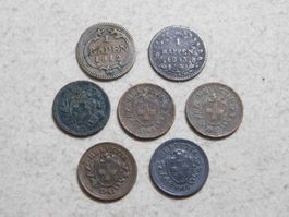 Lot uralte & seltene Schweizer 1-Rappenstücke ab 1812