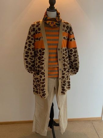 BENETTON Long Cardigan / Animal Print / Gr. M