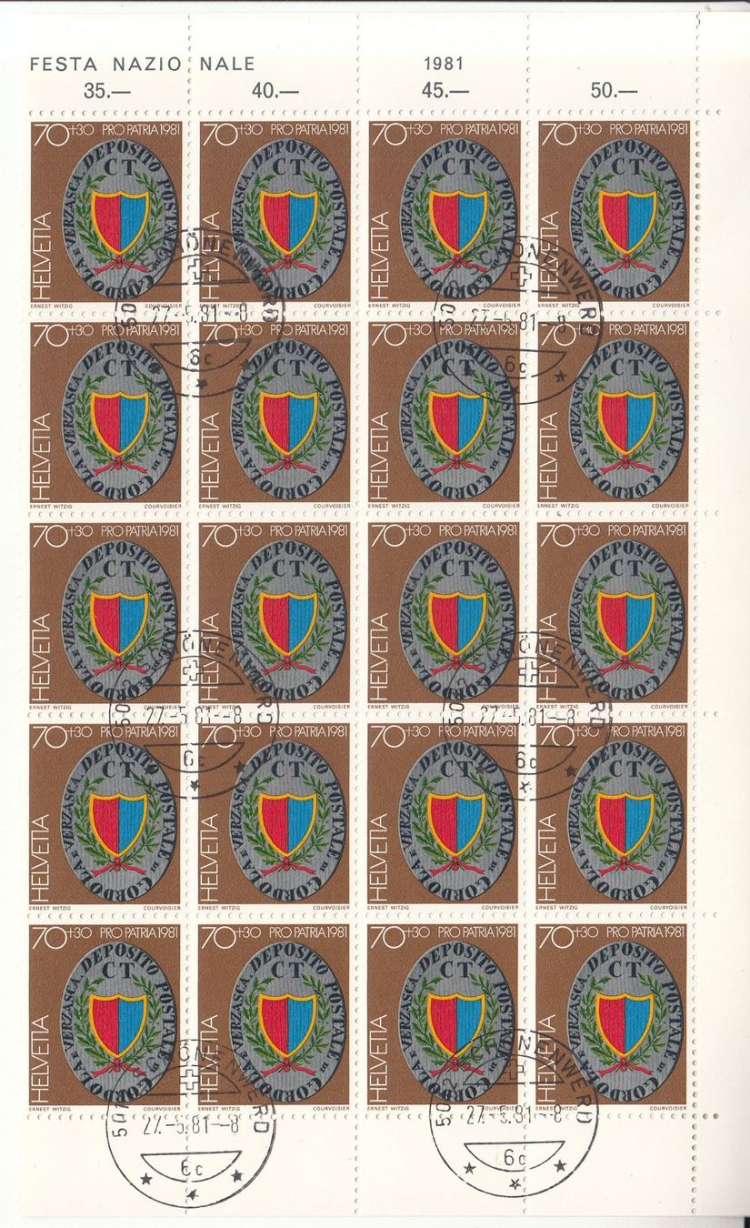 Tous les timbres: SBK B190 - B193 Teilbogen mit ET Schönenwerd – D'occasion à Bürglen TG par StampGraf 3