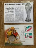 Münzbrief Fussball-WM 1986 Mexiko, Isle of Man 1 Crown Münze