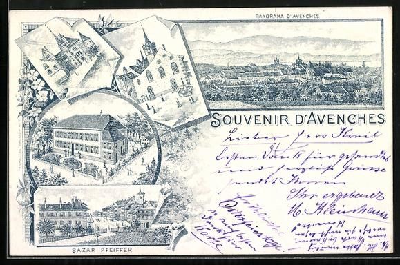 Cartoline postali: Litho Avenches, Panorama, Bazar Pfeiffer – Usato da Berlin venduto da bartko-reher