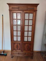 Armoire bibliothèque ancienne noyer, portes vitrées