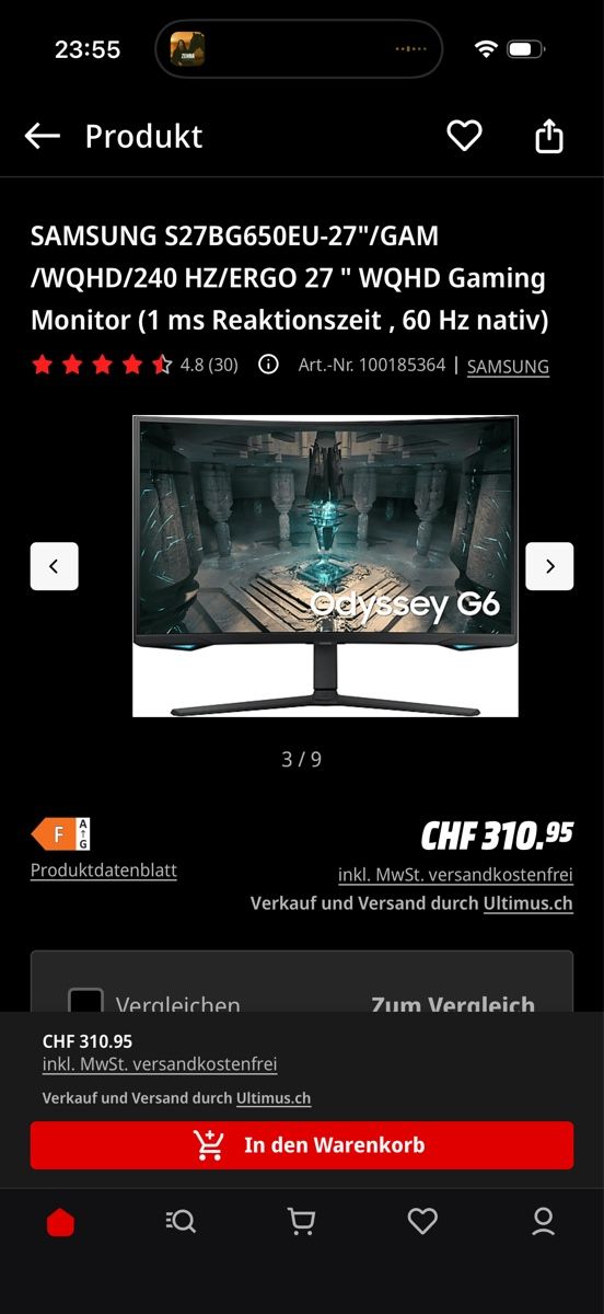 Monitor: Gaming Monitor – Nuovo (secondo la descrizione) da zürich venduto da hau_jx2l 2