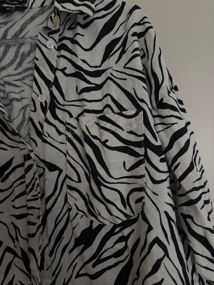 C&A Camicette: C&A Leinen Bluse, Zebra Muster, Gr. 40 – Usato da Arbon venduto da Viktoriaa 3