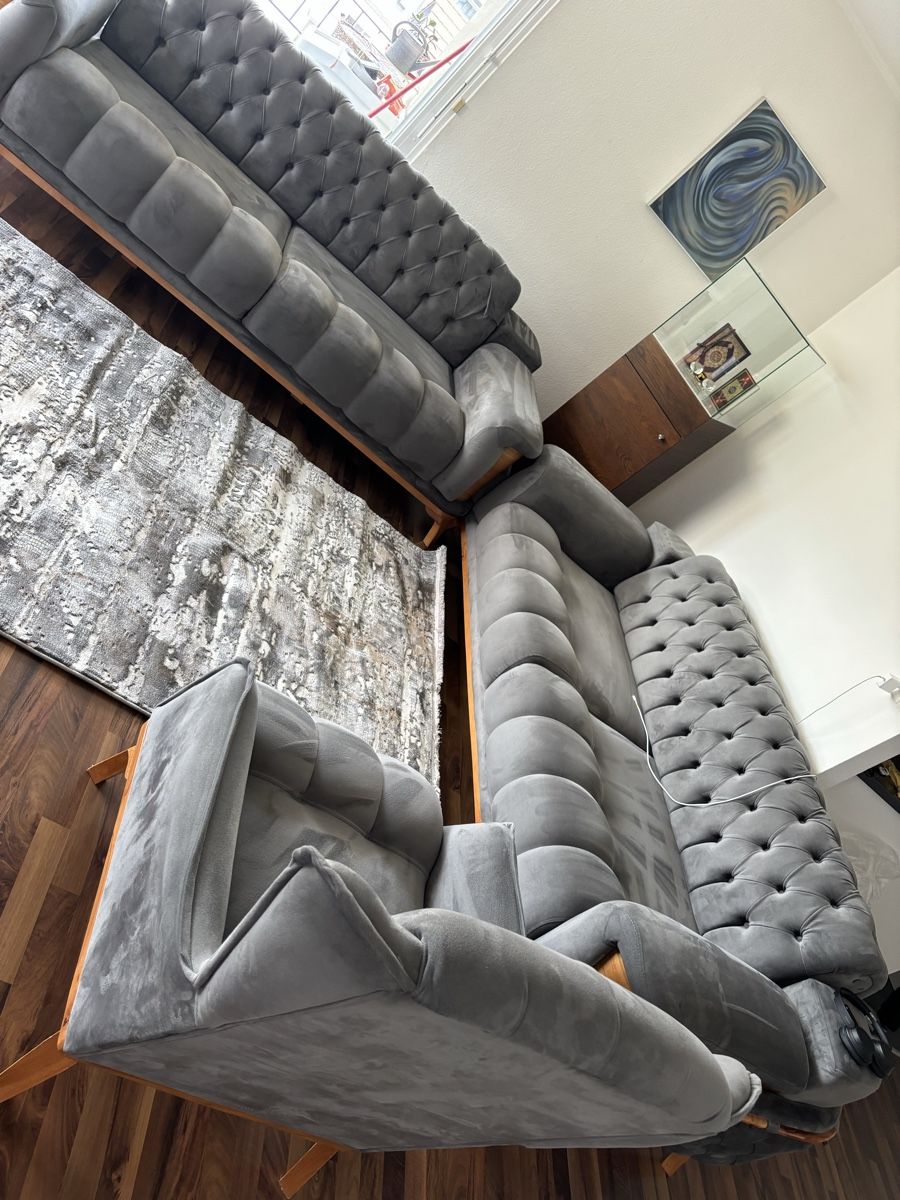 Sofas: Graues Sofa-Set, 3+3 Sitzer & Sessel, Top Zustand! – Gebraucht aus Olten von ami_rbd6 1