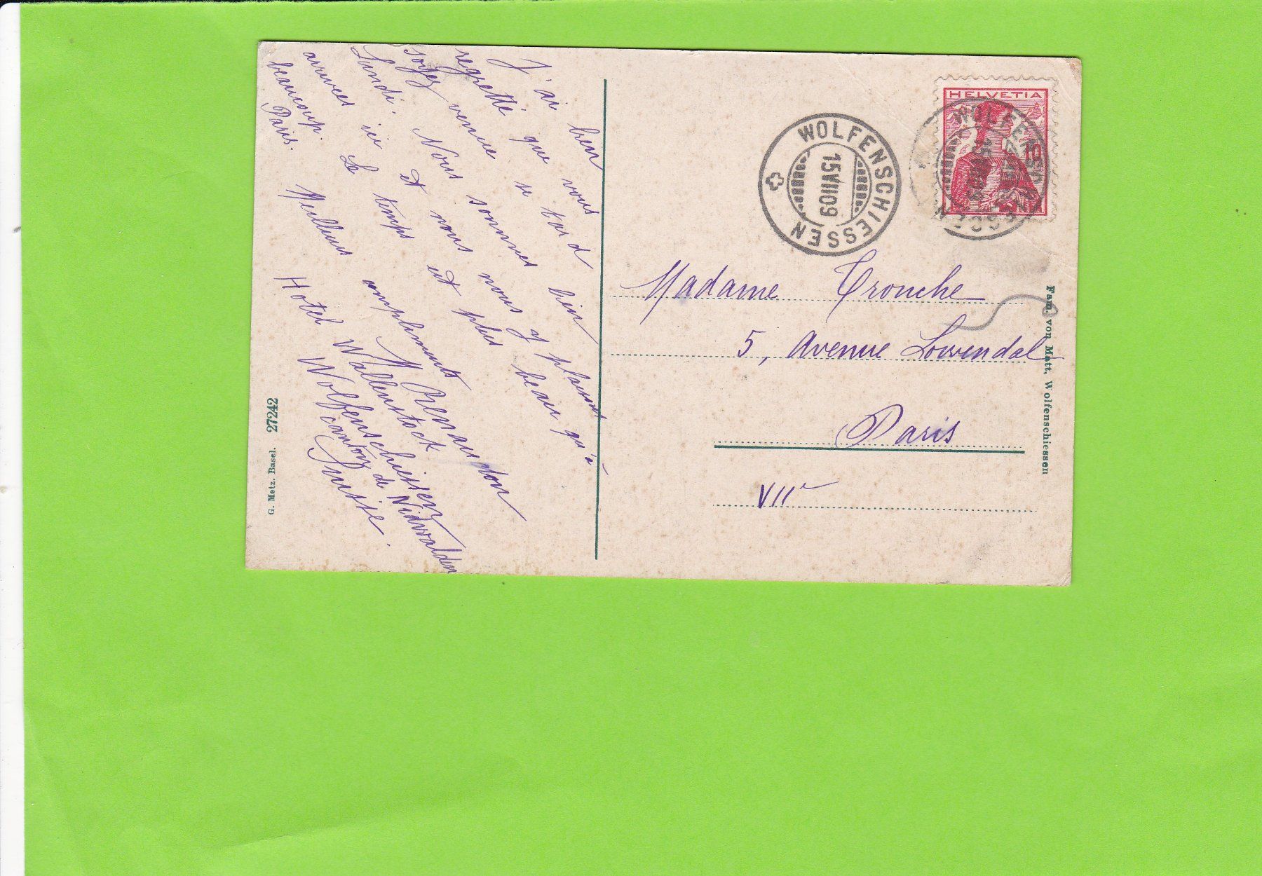 Cartoline postali: Wolfenschiessen, Wolfsschlucht--1909 – Usato da St. Peterzell venduto da neckertal 1
