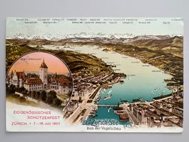 1907  Eidg. Schützenfest Zürich  Offiz. Fest-Postkarte +
