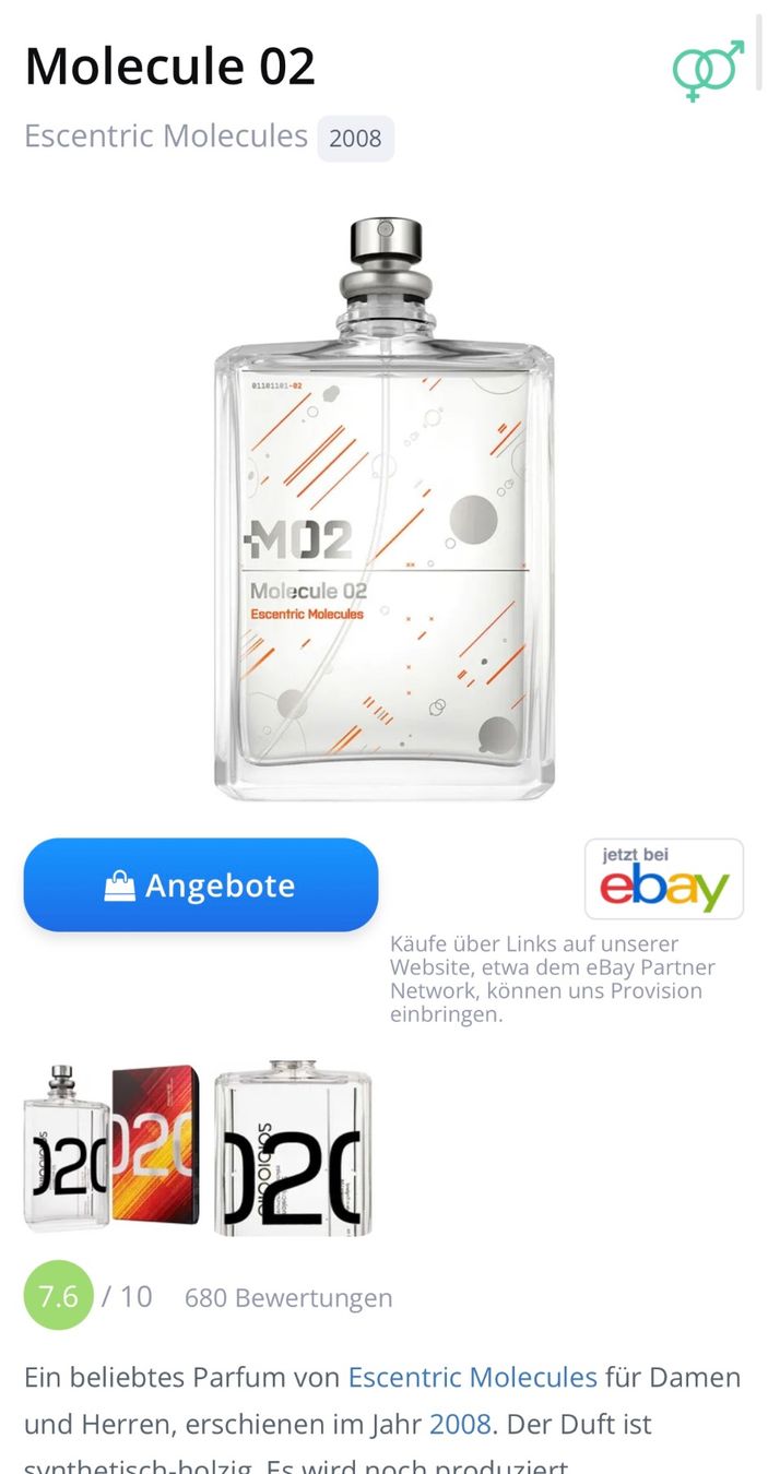 Profumi & Eau de Toilette: Escentric Molecules Molecule 02 Eau de Toilette 8.5ml Neu – Nuovo e nell'imballaggio originale da Zürich venduto da deruja 3