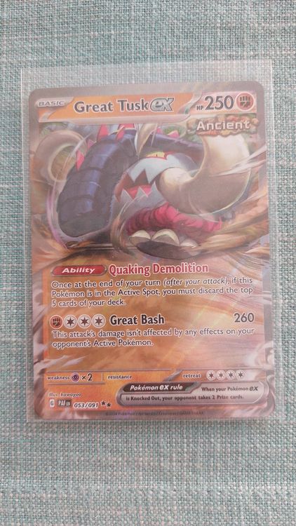 Pokemon Card: Great Tusk Ex – 053/091 Double Rare – Paldean Fates (NM/M Condition)